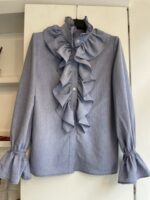 Camicia jeans cotone con volant - immagine 2