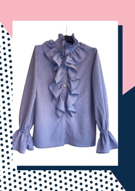 Camicia jeans cotone con volant