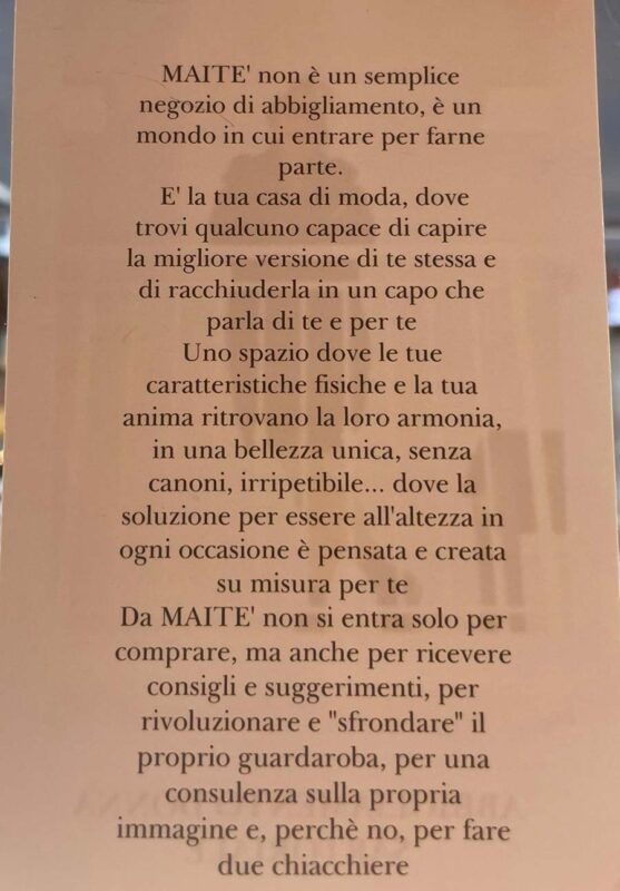 chi è maitè negozio boutique a milano zona city life - messaggio