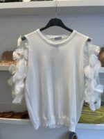 Maglia maniche tulle con ricami - immagine 2